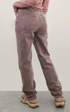 Washed Mauve High Waist Straight Leg Jeans
