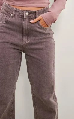 Washed Mauve High Waist Straight Leg Jeans