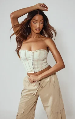 PrettyLittleThing Corsets*Denim Hook And Eye Structured Corset Top