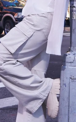 Washed Stone Low Rise Baggy Boyfriend Cargo Jeans