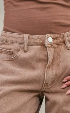 Washed Taupe Low Rise Boyfriend Jeans