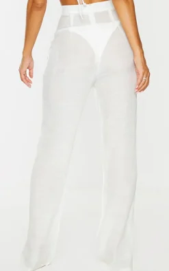 White Linen Look Beach Pants