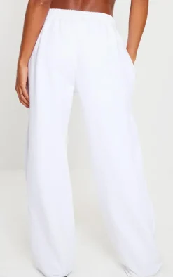 New PrettyLittleThing 1908 Printed Wide Leg Sweatpants White