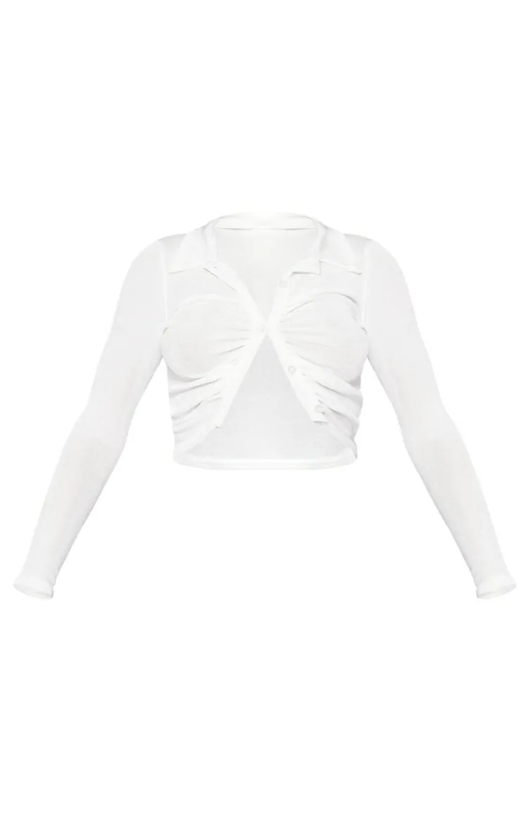 PrettyLittleThing Shirts*Acetate Slinky Ruched Front Shirt