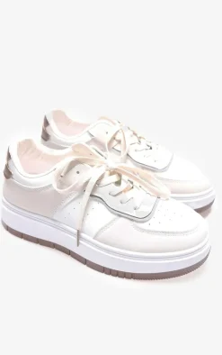 PrettyLittleThing Sneakers*and Cream Pu Contrast Chunky Sole Lace Up Sneakers