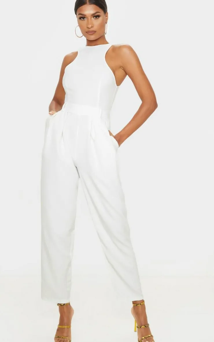 Back Pocket Detail Racer Jumpsuit-PrettyLittleThing New