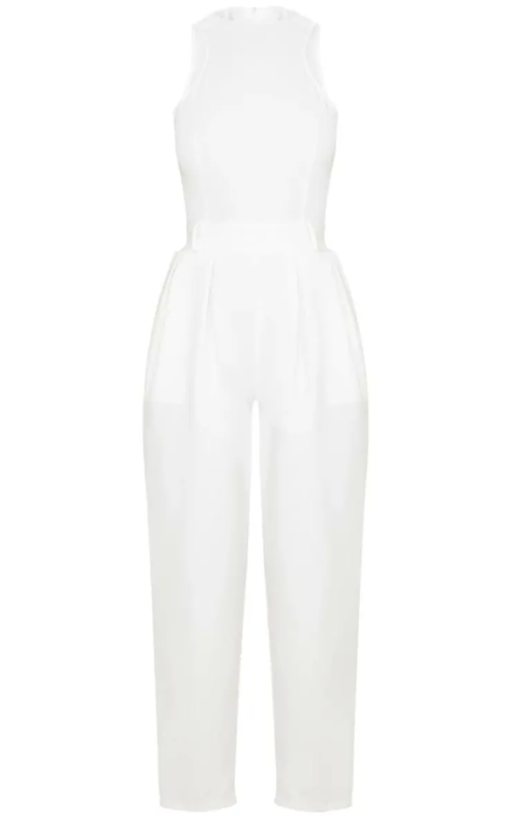 Back Pocket Detail Racer Jumpsuit-PrettyLittleThing New