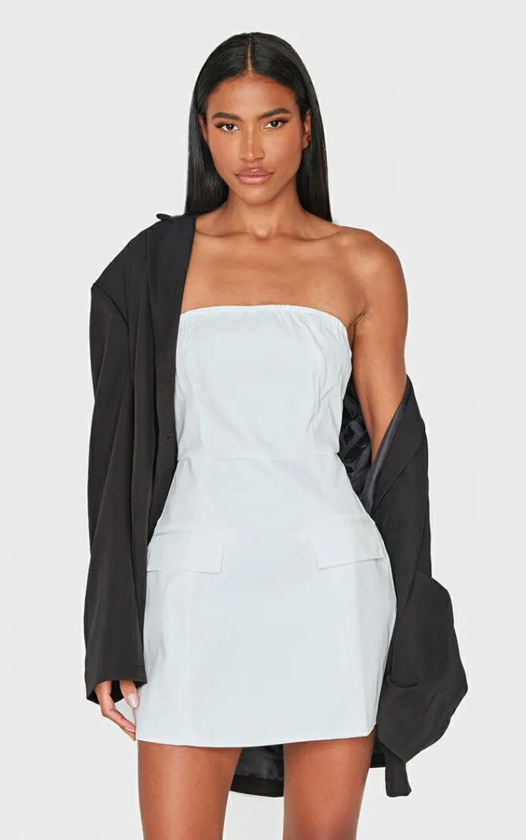 Bandeau Pocket Detail Shift Dress-PrettyLittleThing Online