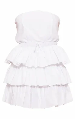 Bandeau Tiered Elasticated Waist Mini Dress-PrettyLittleThing New
