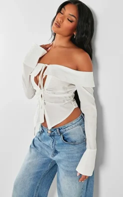 PrettyLittleThing Shirts*Bardot Fitted Shirt Style Top