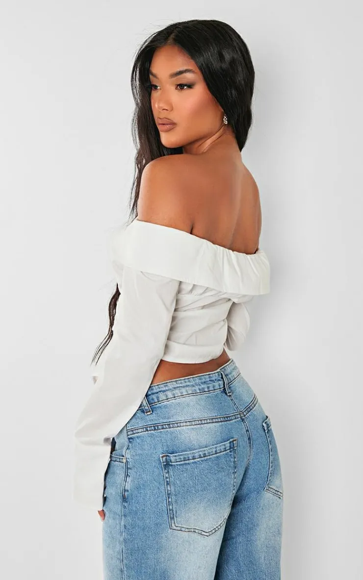 PrettyLittleThing Shirts*Bardot Fitted Shirt Style Top