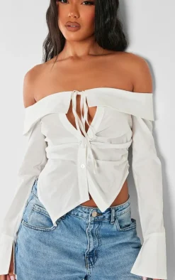 PrettyLittleThing Shirts*Bardot Fitted Shirt Style Top
