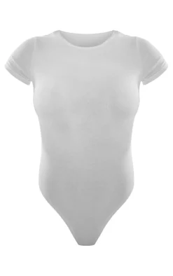 PrettyLittleThing Basic Tops*Basic Cotton Blend Fitted Short Sleeve Bodysuit