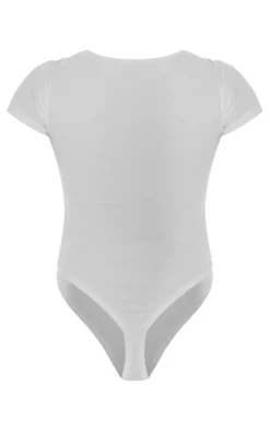 PrettyLittleThing Basic Tops*Basic Cotton Blend Fitted Short Sleeve Bodysuit