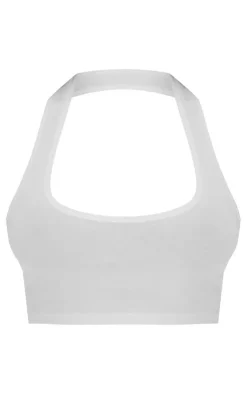 PrettyLittleThing Basic Tops*Basic Cotton Blend Halterneck Crop Top