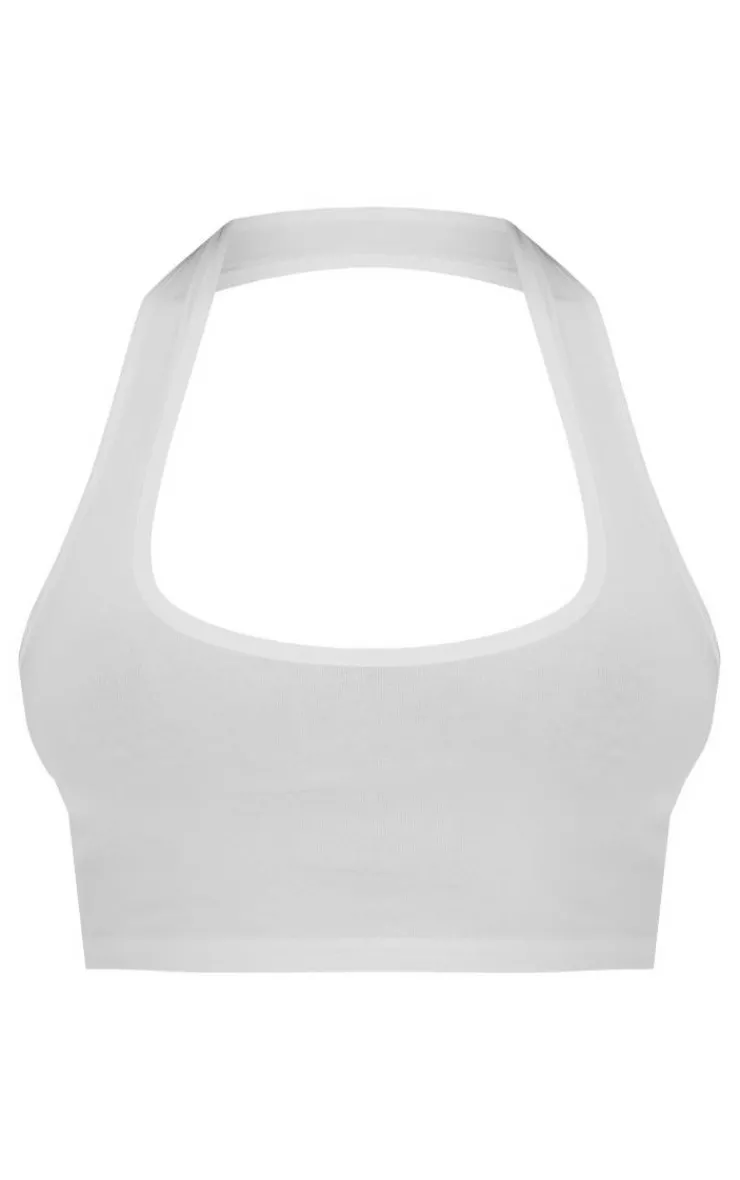 PrettyLittleThing Basic Tops*Basic Cotton Blend Halterneck Crop Top