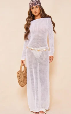 Basic Crochet Knit Open Back Maxi Dress-PrettyLittleThing Clearance