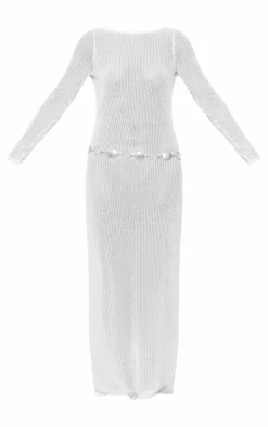 Basic Crochet Knit Open Back Maxi Dress-PrettyLittleThing Clearance