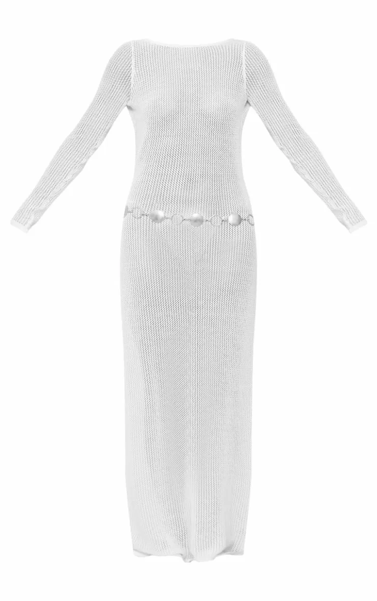 Basic Crochet Knit Open Back Maxi Dress-PrettyLittleThing Clearance