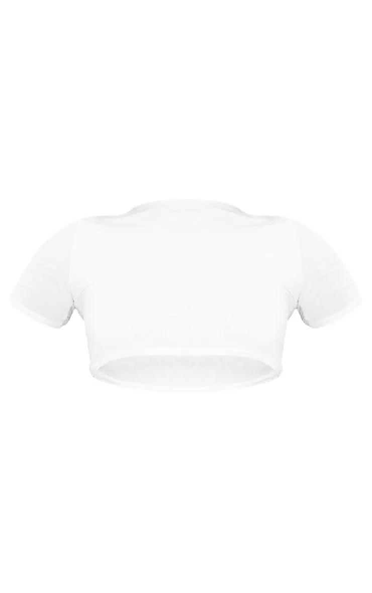PrettyLittleThing Basic Tops*Basic Slinky Short Sleeve Crop Top