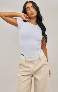 PrettyLittleThing Basic Tops*Basic Slinky Short Sleeve Bodysuit