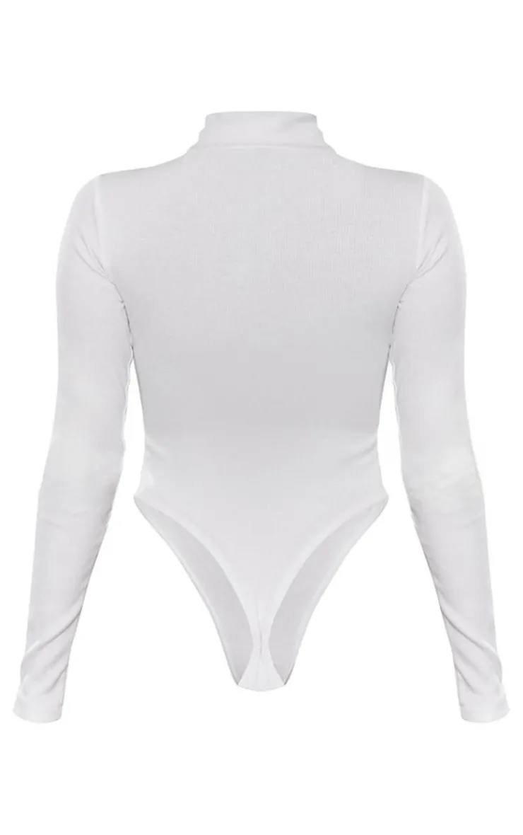 PrettyLittleThing Basic Tops*Basic Soft Ribbed High Neck Long Sleeve Bodysuit