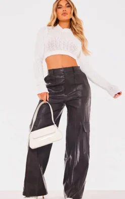 PrettyLittleThing Sweaters*Bobble Knit Open Tie Back Crop Sweater