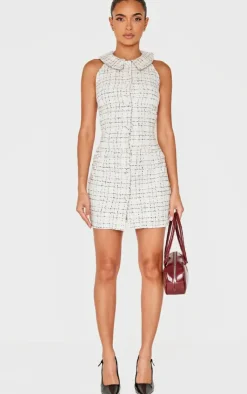 Boucle Button Up Mini Dress-PrettyLittleThing Discount