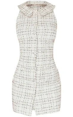 Boucle Button Up Mini Dress-PrettyLittleThing Discount