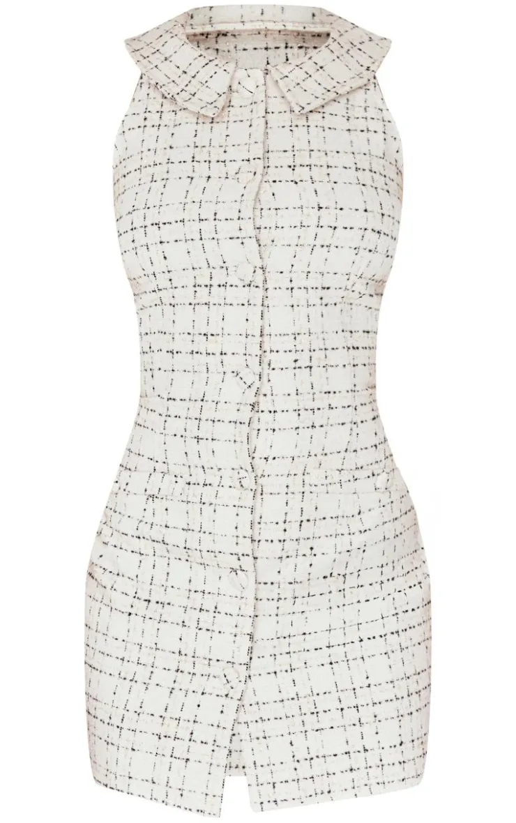 Boucle Button Up Mini Dress-PrettyLittleThing Discount