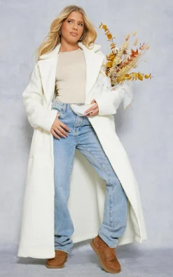 PrettyLittleThing Winter Coats & Jackets*Boucle Oversized Tie Waist Maxi Coat