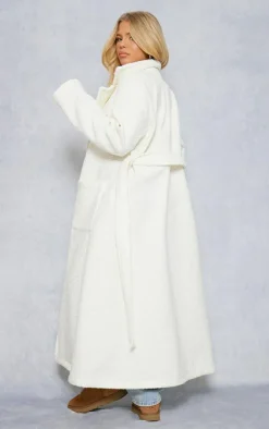 PrettyLittleThing Winter Coats & Jackets*Boucle Oversized Tie Waist Maxi Coat