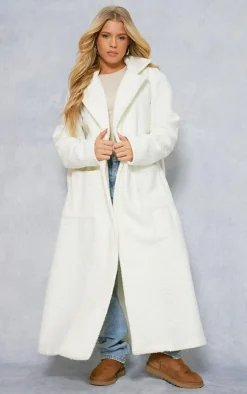 PrettyLittleThing Winter Coats & Jackets*Boucle Oversized Tie Waist Maxi Coat