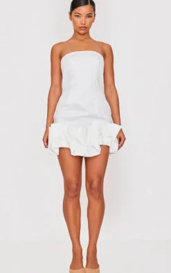 Bow Puff Hem Bodycon Dress-PrettyLittleThing Discount