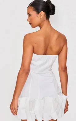 Bow Puff Hem Bodycon Dress-PrettyLittleThing Discount