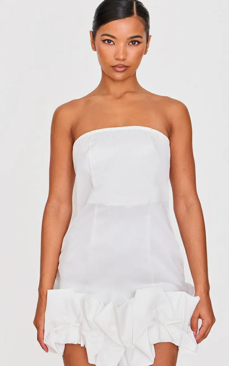 Bow Puff Hem Bodycon Dress-PrettyLittleThing Discount