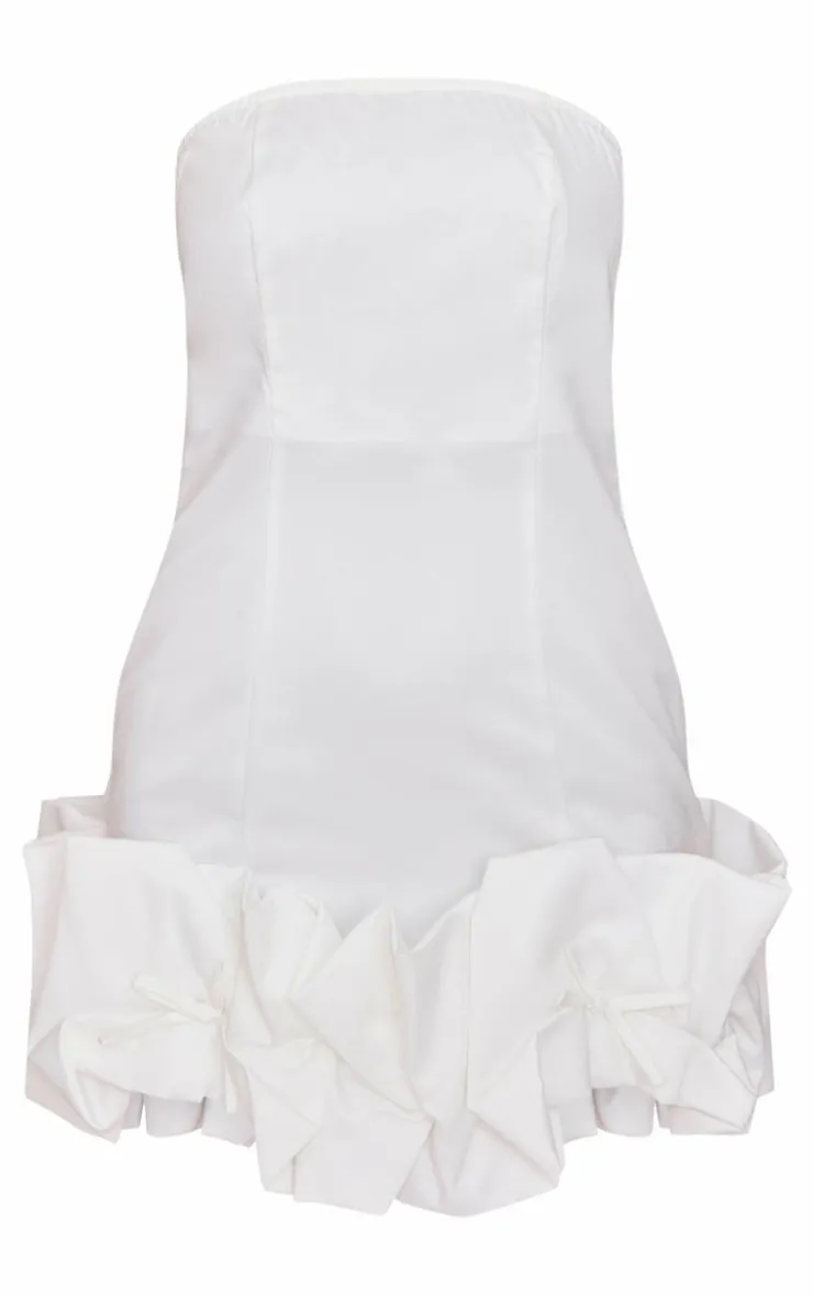 Bow Puff Hem Bodycon Dress-PrettyLittleThing Discount