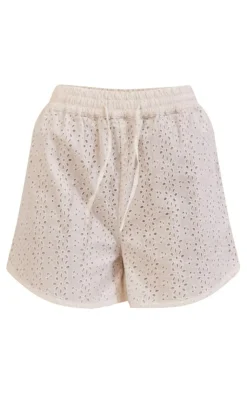 Clearance PrettyLittleThing Broderie Anglais Shorts White