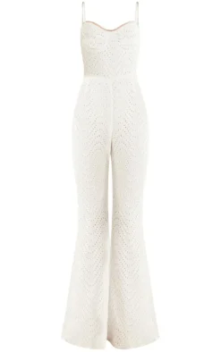 Broderie Anglaise Cup Detail Strappy Jumpsuit-PrettyLittleThing Clearance