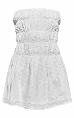 Broderie Anglaise Ruched Shift Dress-PrettyLittleThing Discount