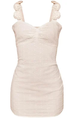 Broderie Corsage Ruched Bodycon Dress-PrettyLittleThing Outlet