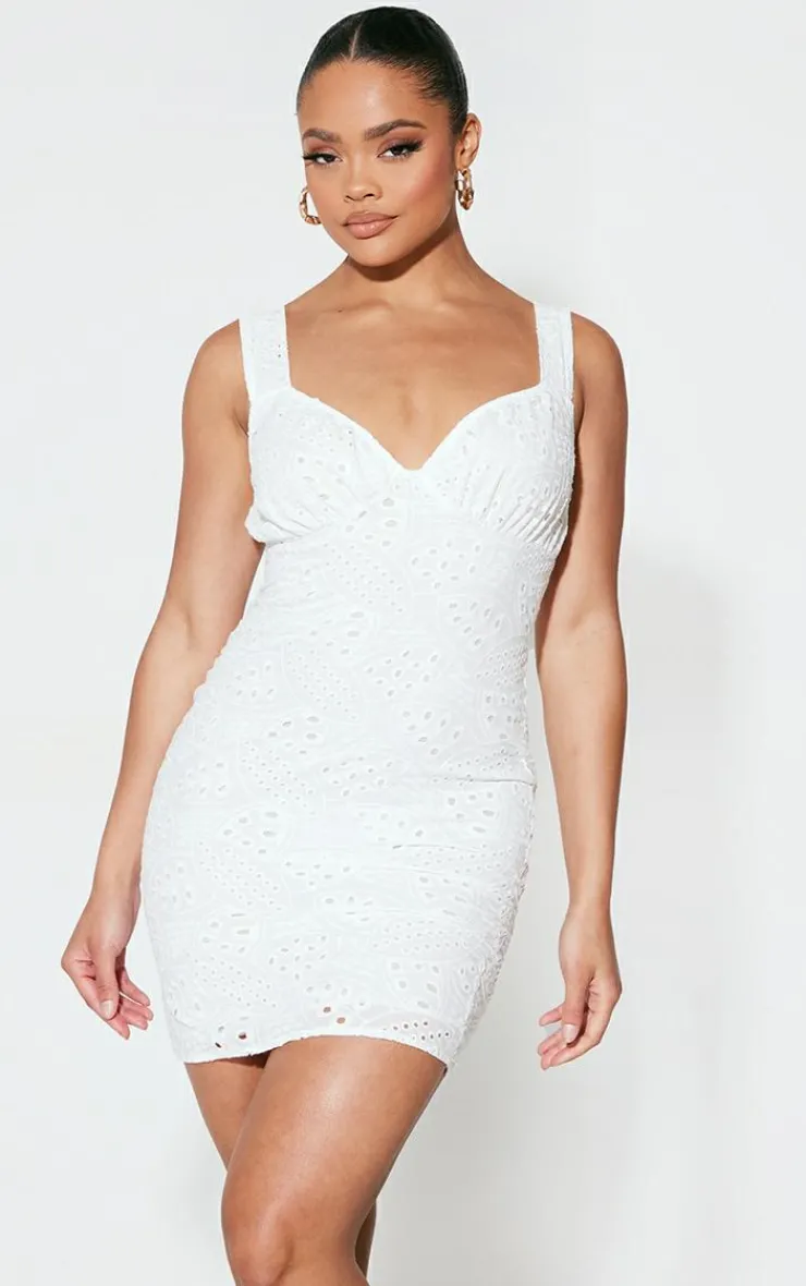 Broderie Detail Bodycon Dress-PrettyLittleThing Best