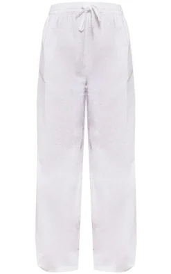 White Broderie Drawstring Waist Pants