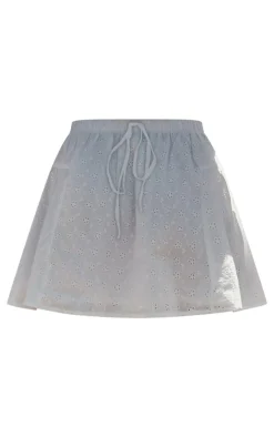Outlet PrettyLittleThing Broderie Drawstring Floaty Mini Skirt White