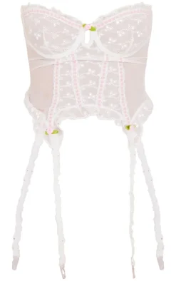 Broderie Frill Edge Bandeau Corset-PrettyLittleThing Online