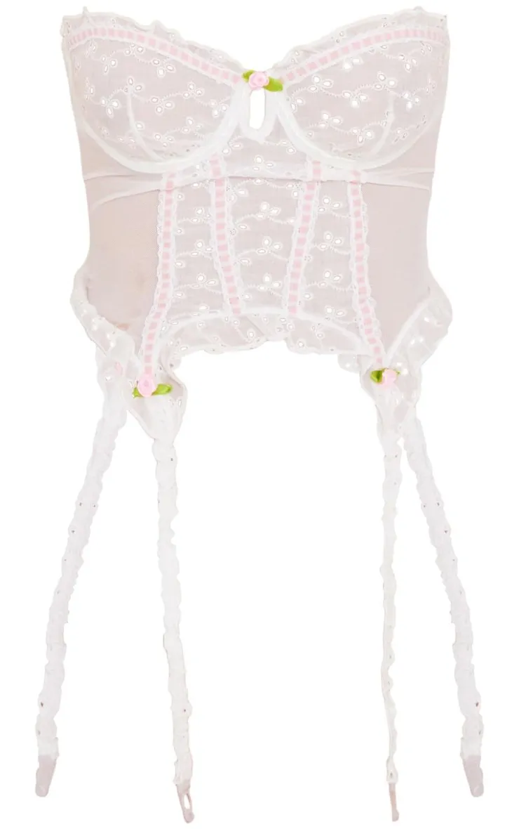 Broderie Frill Edge Bandeau Corset-PrettyLittleThing Online