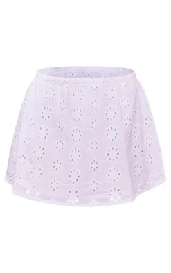 Online PrettyLittleThing Broderie Mini Skirt White