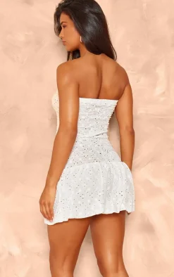 Broderie Puffball Mini Dress-PrettyLittleThing Outlet