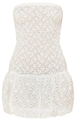 Broderie Puffball Mini Dress-PrettyLittleThing Outlet