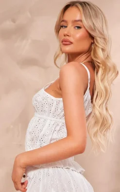 PrettyLittleThing Camisole*Broderie Tie Front Crop Cami Top